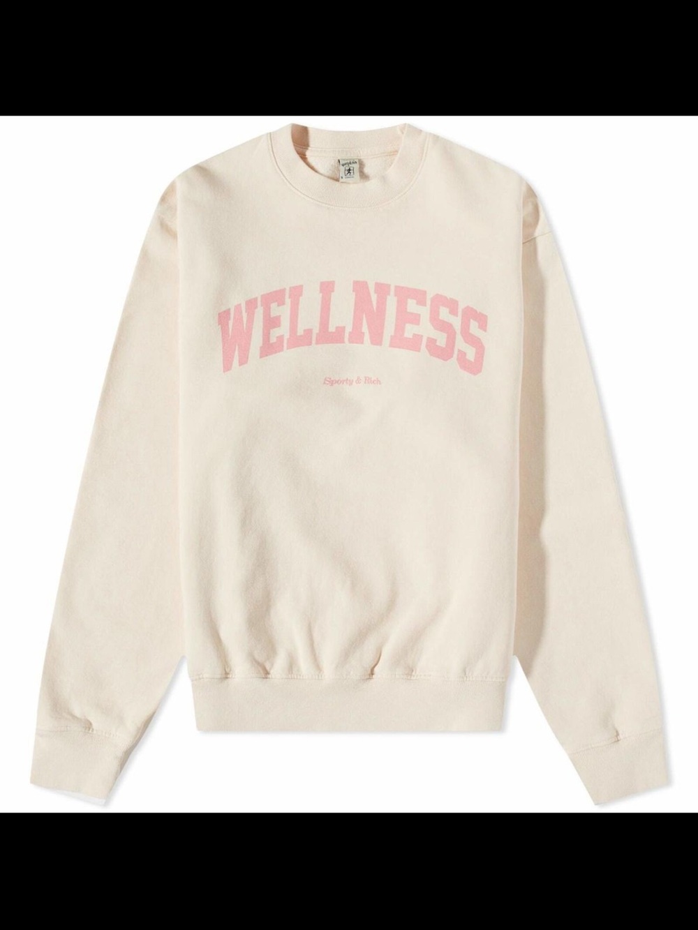 Sporty and Rich Wellness Graphic Crewneck Sweatshirt - Cream with Pink XS